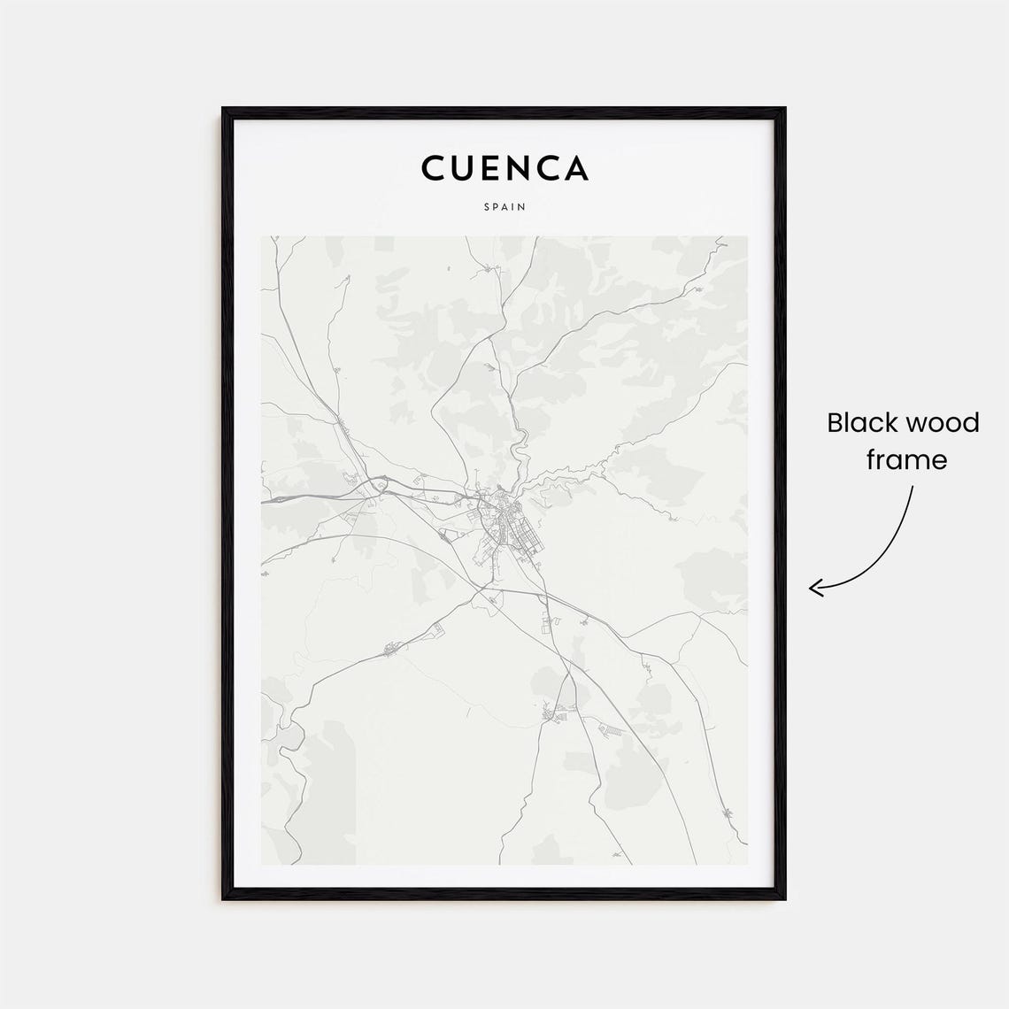 Cuenca Spain City Map Line Art Minimalist Modern Home Poster - Image 3
