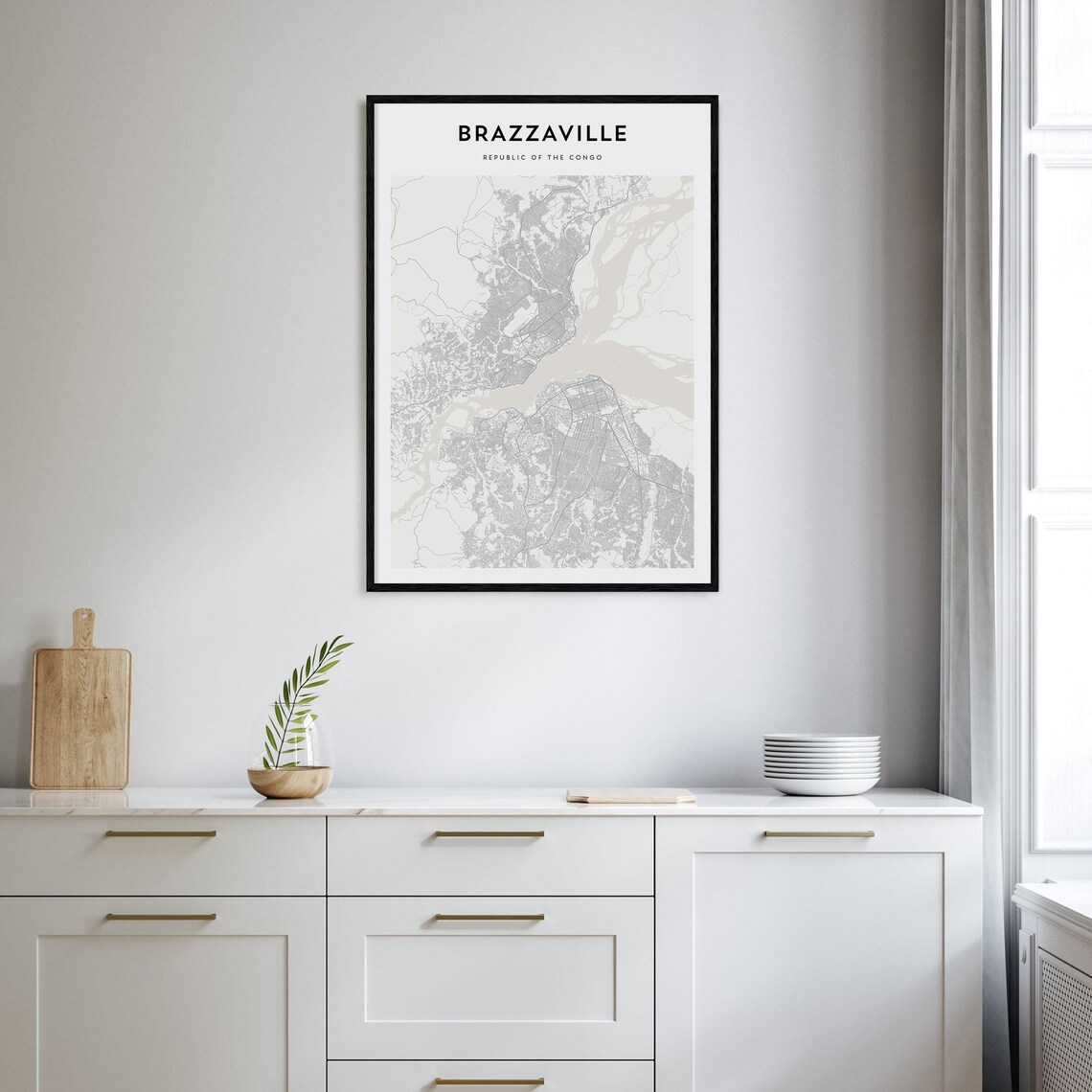 Brazzaville Republic of Congo Minimalist City Line Map Art Poster - Image 2