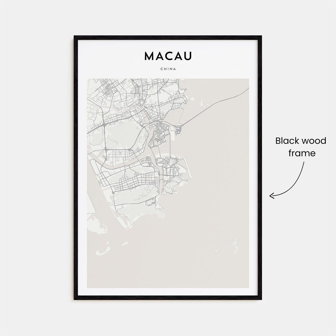 Macau China Minimalist City Map Travel Poster for Home and Office Gift - Image 3