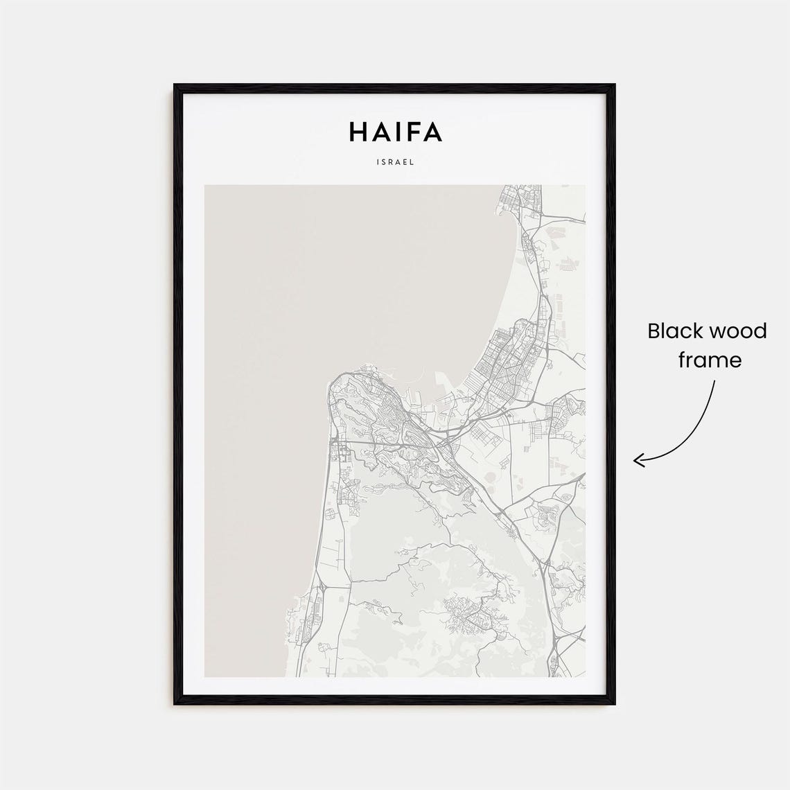 Haifa Israel Minimalist Coastal City Bay Map Wall Decor Poster - Image 3