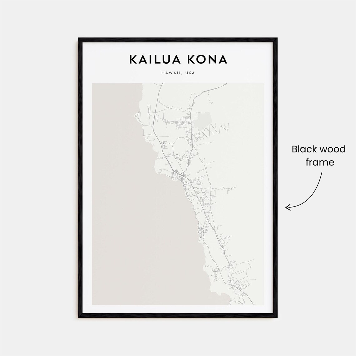 Kailua Kona Hawaii Minimalist Coastal City Street Map Art Poster - Image 3