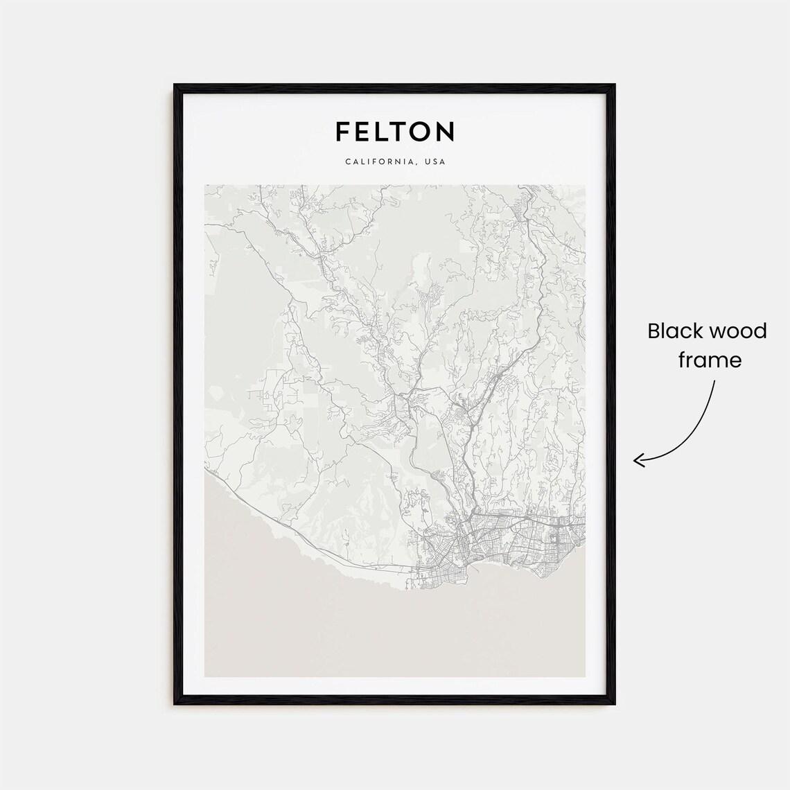 Felton California Minimalist City Street Map Poster Modern Decor - Image 3
