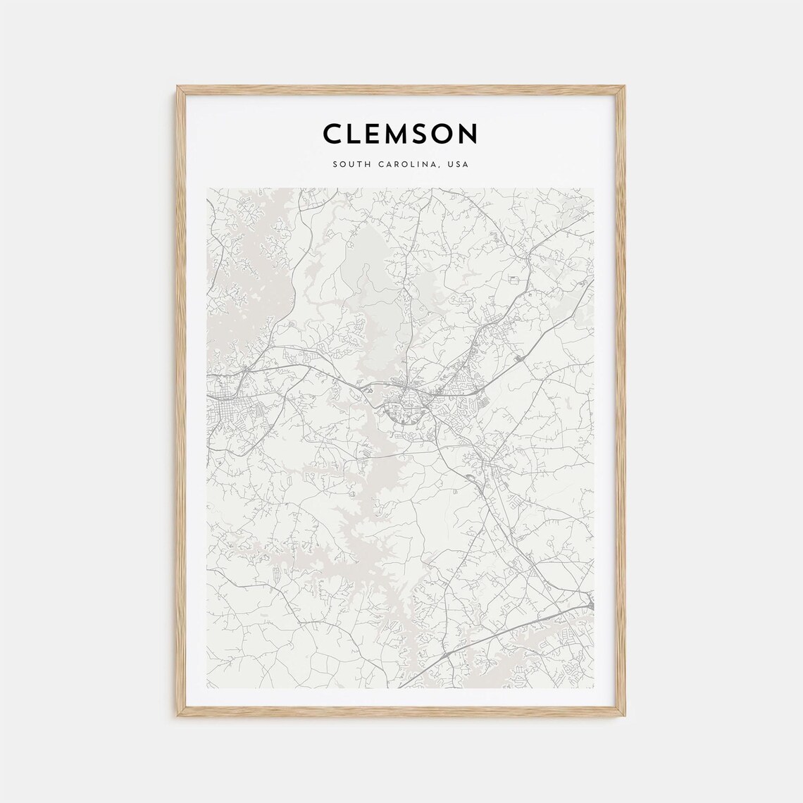 Clemson South Carolina USA Minimalist Black White City Map Poster