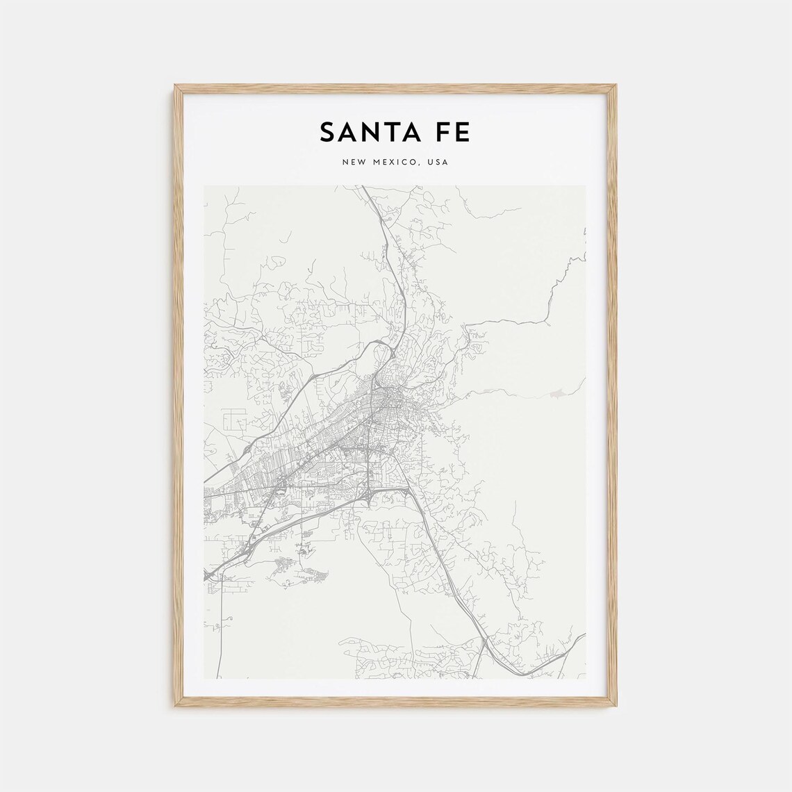 Santa Fe New Mexico Desert Art Capital Minimalist Map Travel Poster