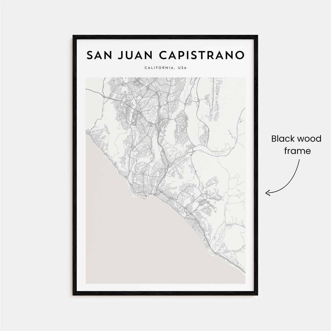 San Juan Capistrano California Minimalist Street Map Beach Town Poster - Image 3