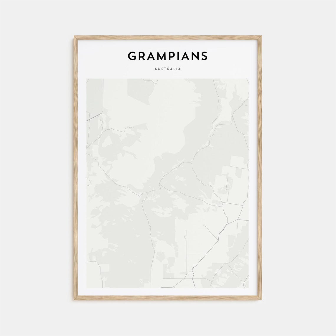 Grampians Australia Minimalist Beige Regional Street Map Poster