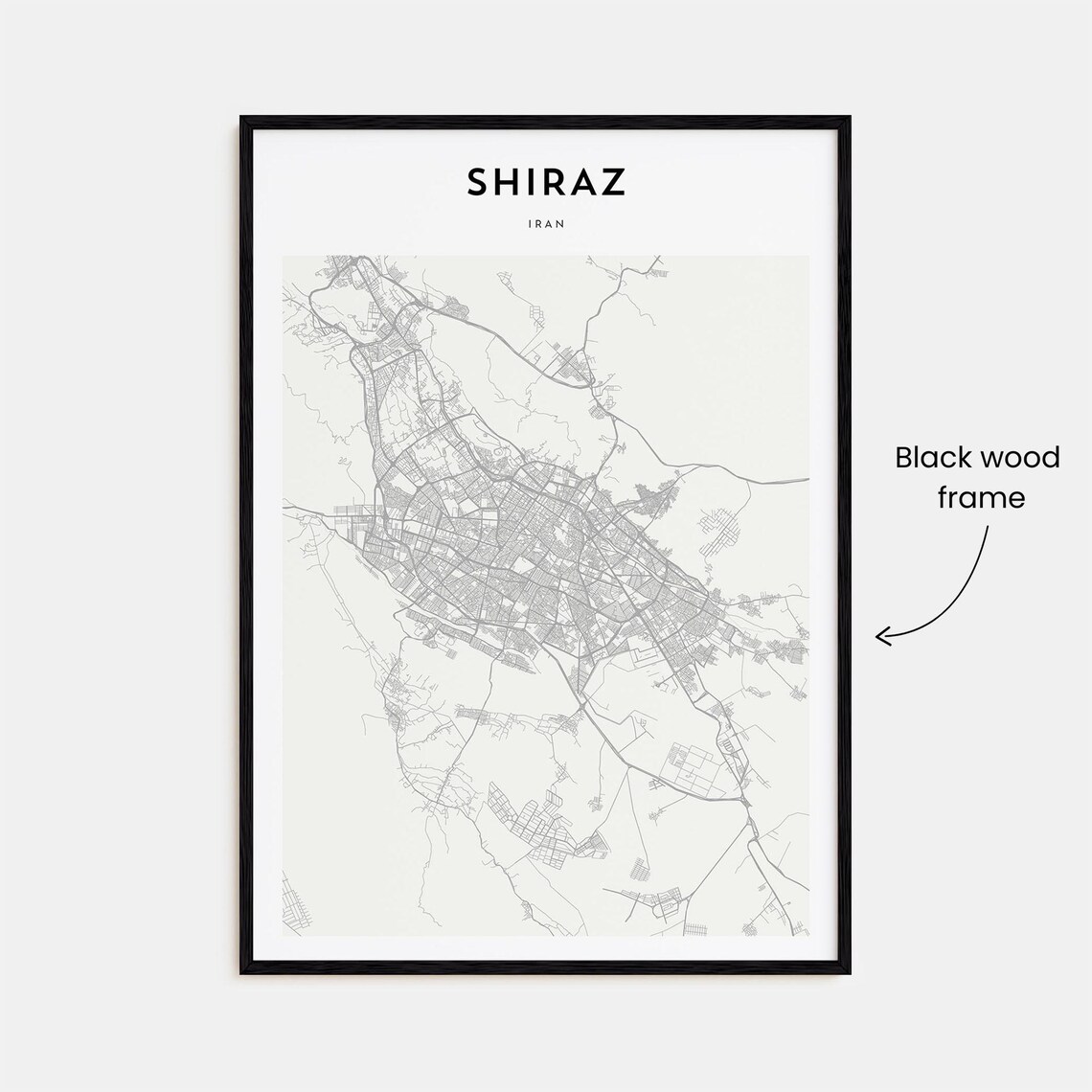 Shiraz Iran Modern Scandinavian Minimalist City Map Travel Poster - Image 3