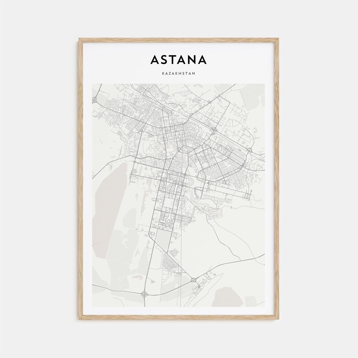 Astana Kazakhstan Minimalist Detailed City Map Street Grid Poster