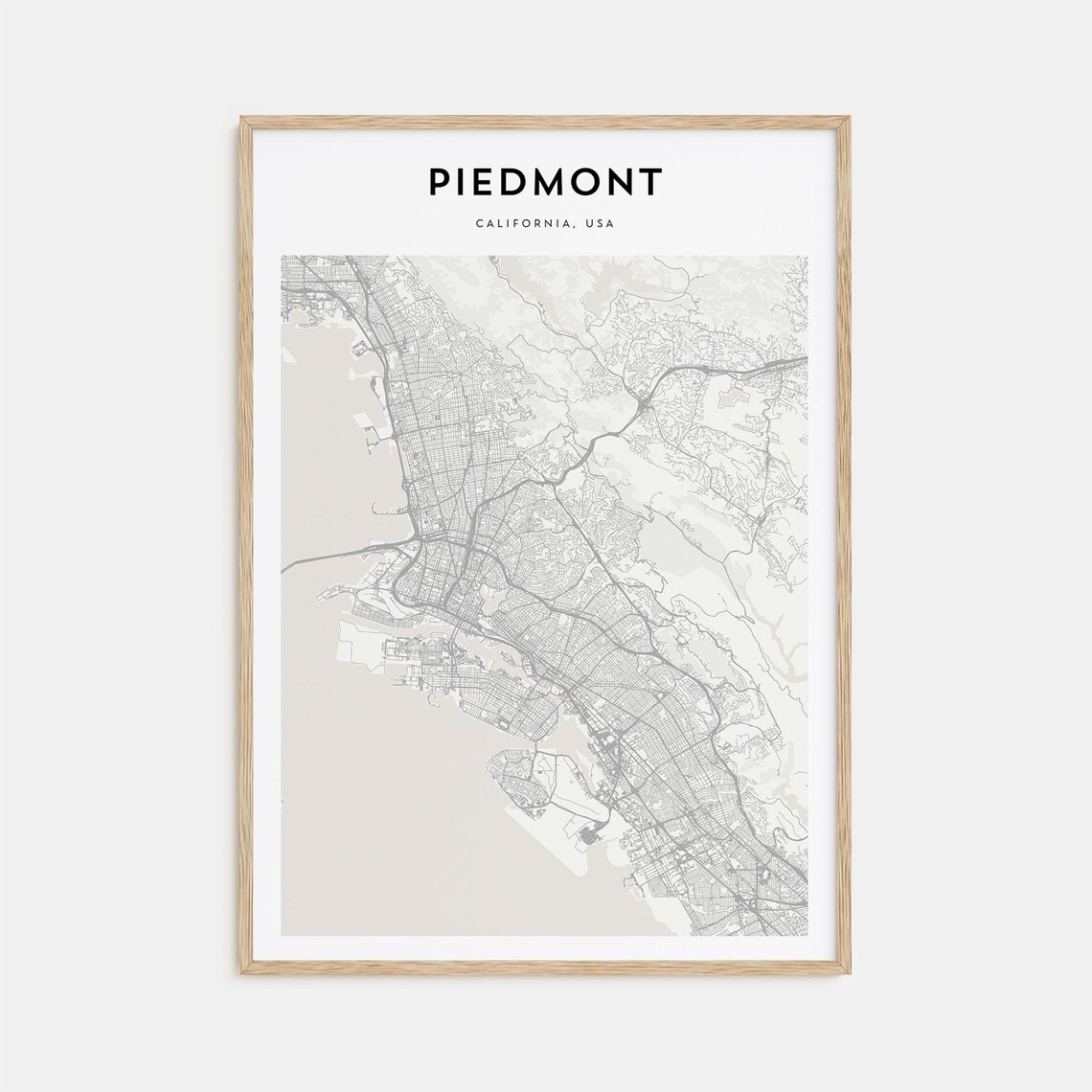 Piedmont California USA Minimalist Street Map Decor Art Poster