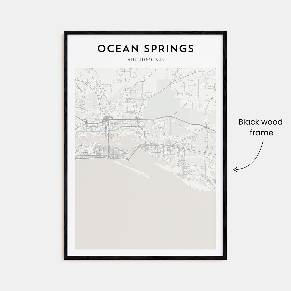 Ocean Springs Mississippi USA Minimalist City Street Map Poster - Image 3