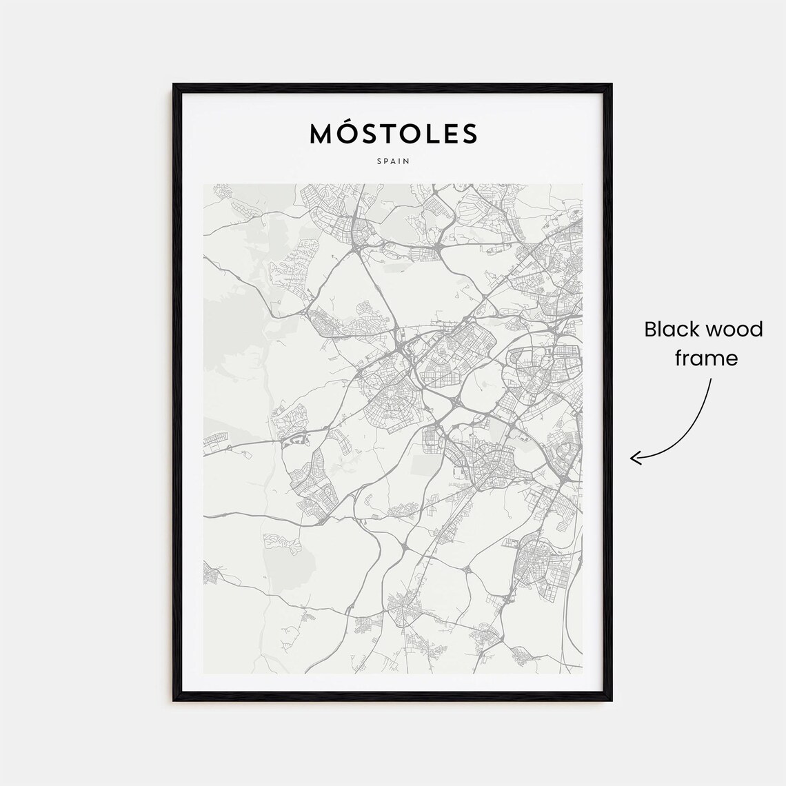 Mostoles Spain Suburban Grid Minimalist Beige Street Map Poster - Image 3