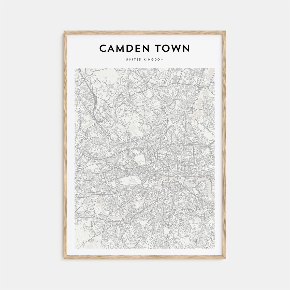 Camden Town London Minimalist Neighborhood Street Map Wall Art