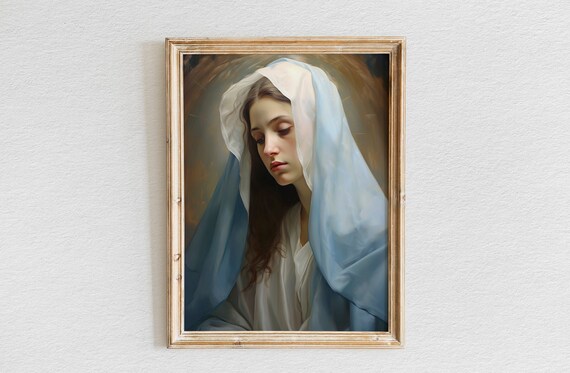 Oil Painting Of Mother Of Jesus Virgin Mary Oil Painting Bible Verse Wall Art Wall Decor Christian Wall Art Religiour Wall Art