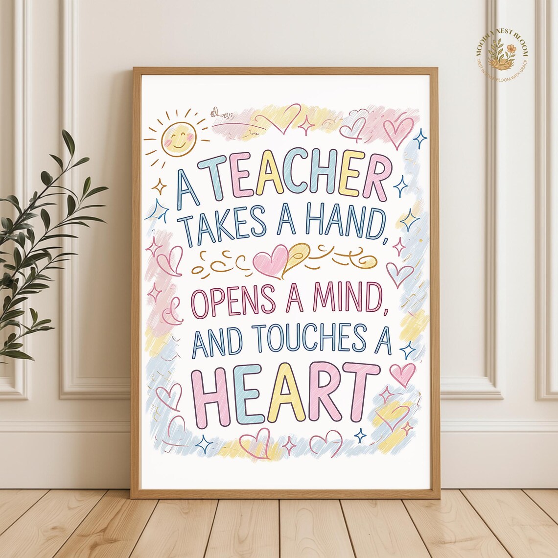 Teacher Appreciation Quote Poster Pastel Classroom Decor Heartfelt Gift
