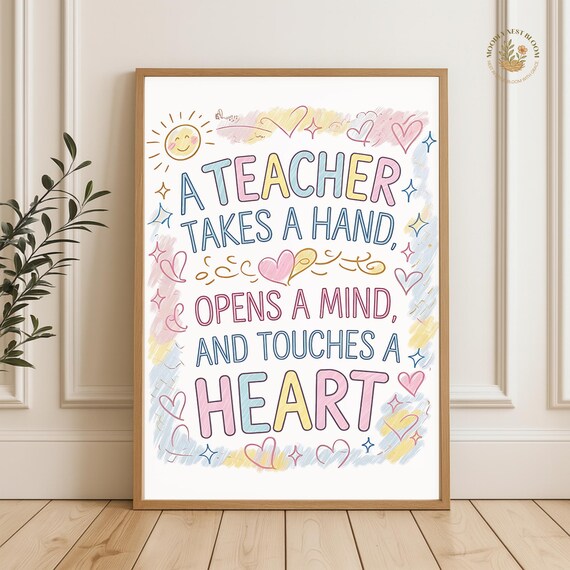 Teacher Appreciation Quote Poster Pastel Classroom Decor Heartfelt Gift