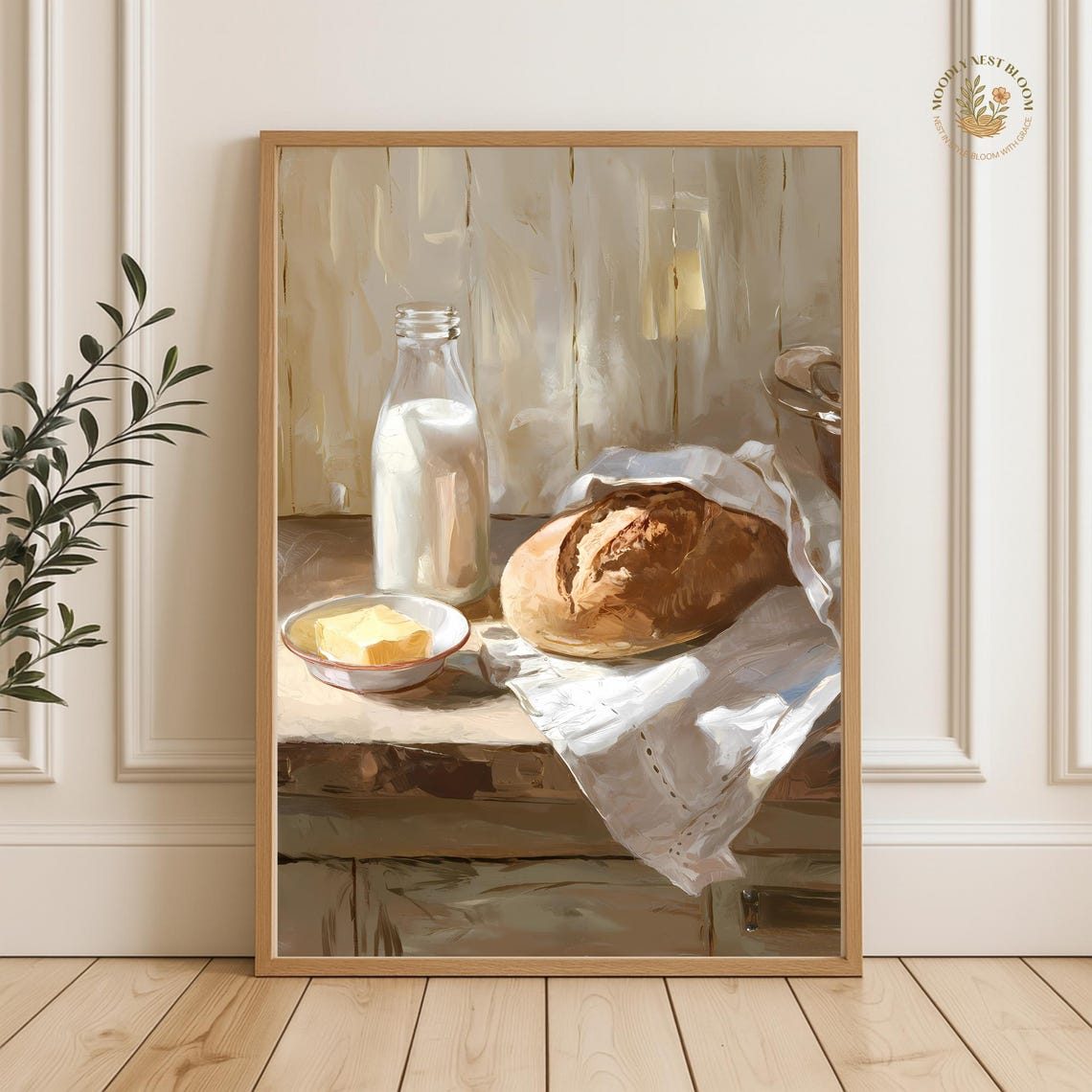 Fresh Bread Milk And Butter Farmhouse Kitchen Still Life Poster