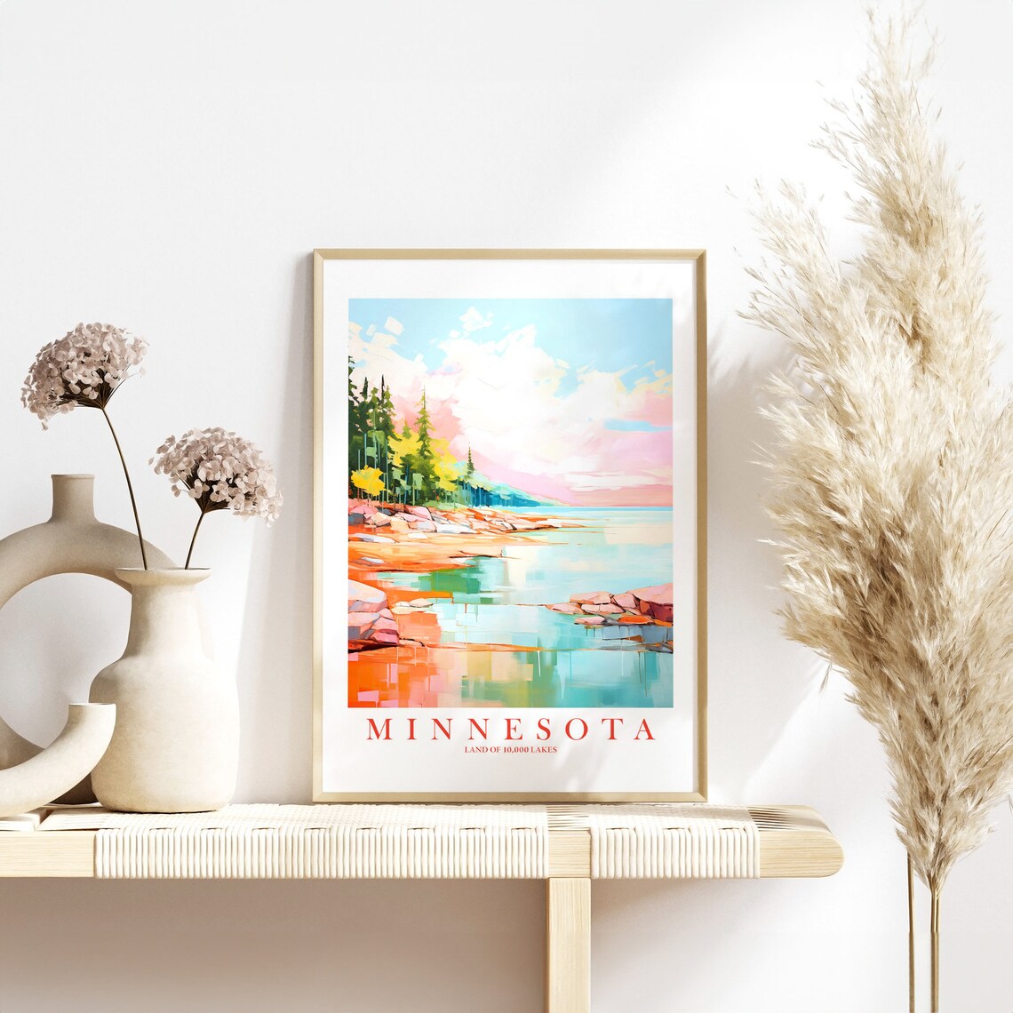 Minnesota Retro Travel Poster, Land of 10000 Lakes