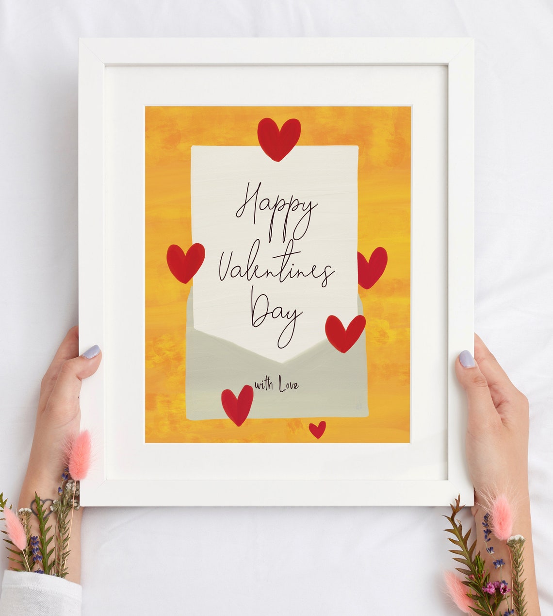 Happy Valentines Day Love Letter Red Hearts Heartfelt Envelope Print - Image 2