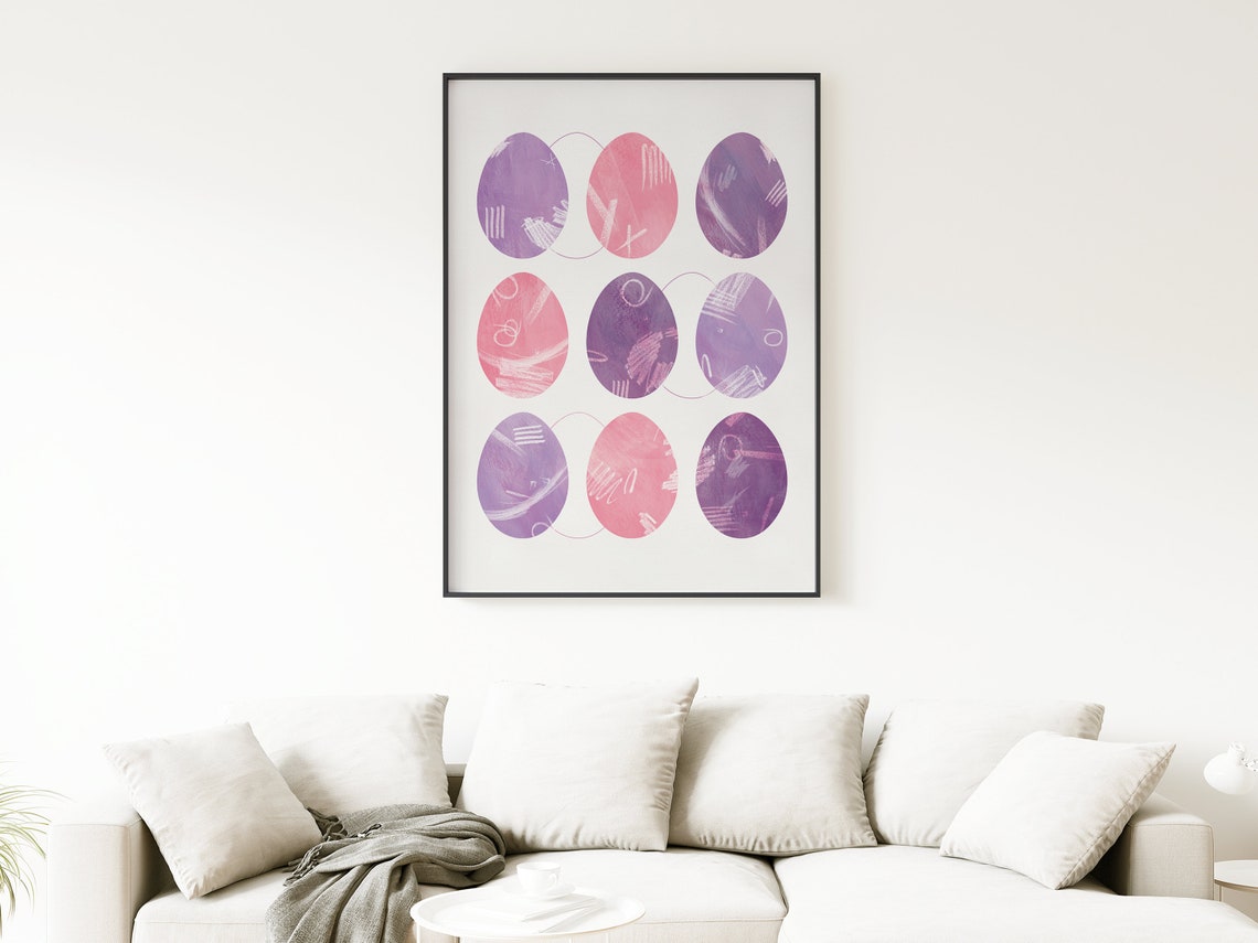Pastel Easter Eggs Grid Minimal Pink Purple Spring Holiday Wall Art - Image 2