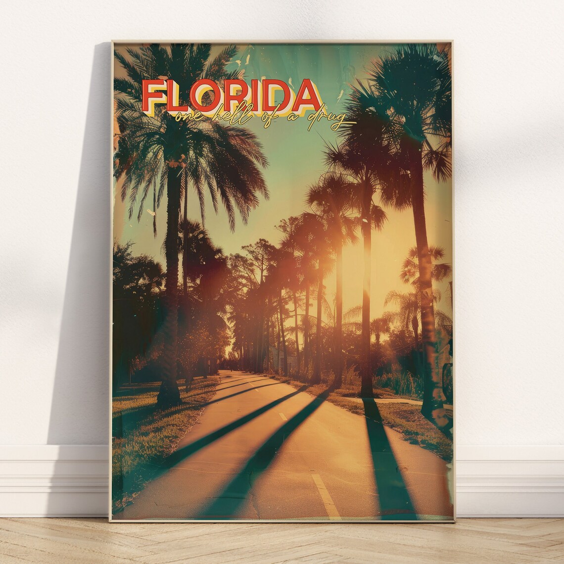 Florida Retro Palm Tree Sunset Road Song Lyrics Vintage Wall Poster - Image 6