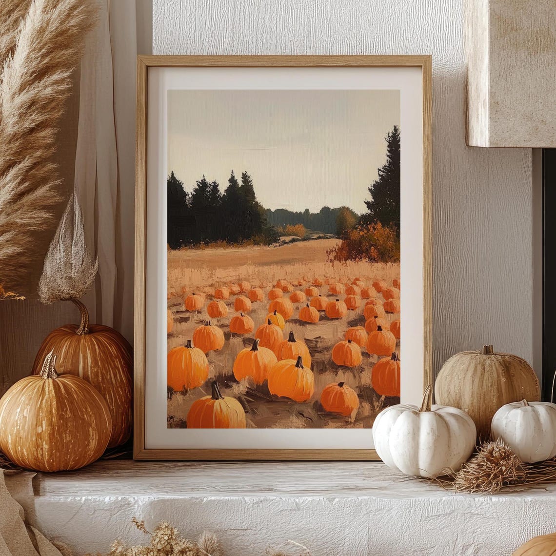 Autumn Pumpkin Patch Field Harvest Fall Farm Landscape Art Poster