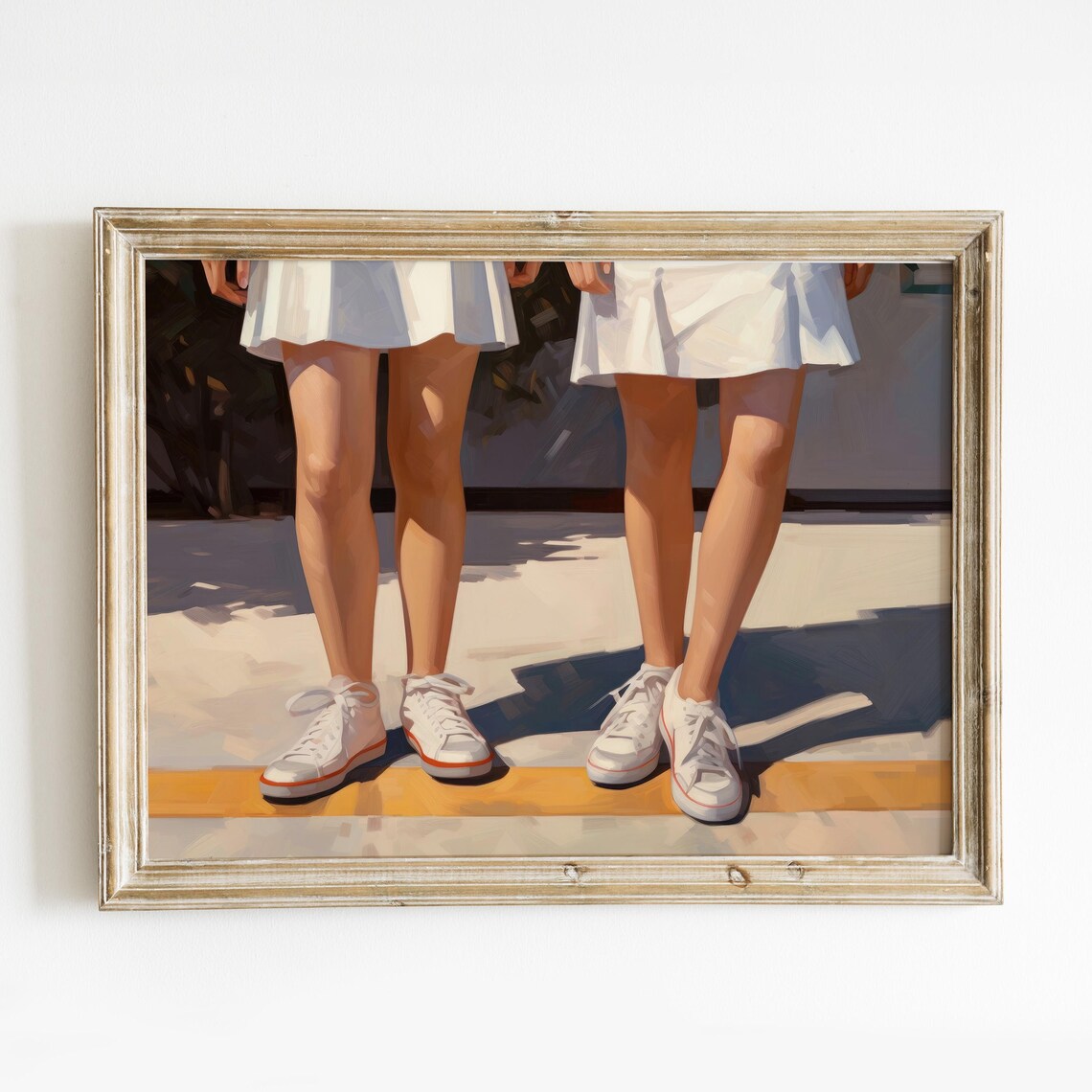 Vintage Tennis Girls White Skirts Sneakers Preppy Wall Art Print - Image 7