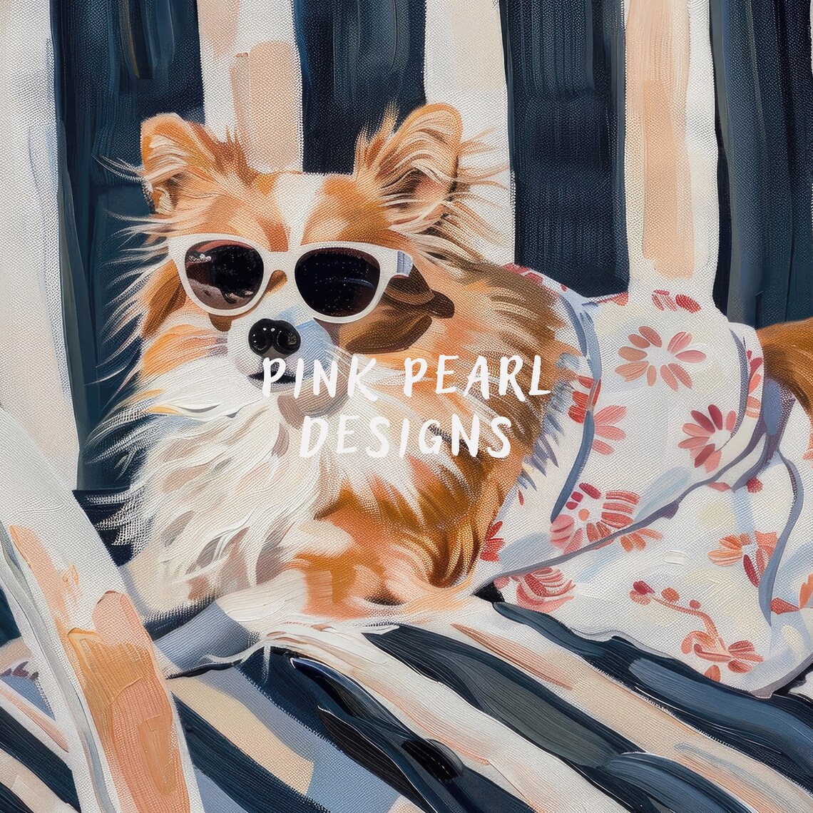Cool Chihuahua Sunglasses Beach Chair Funny Dog Wall Art Print - Image 4