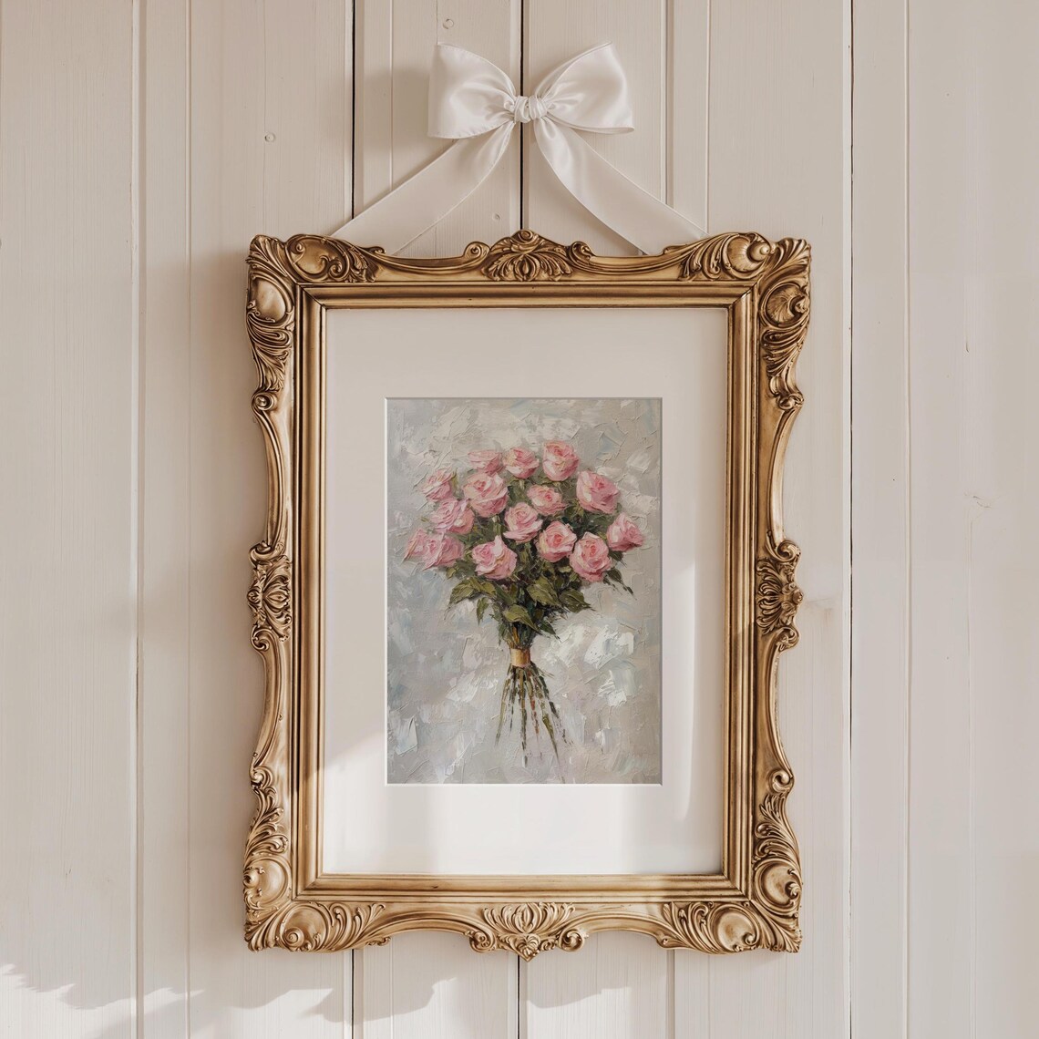 Pink Roses Bouquet Vintage Floral Art Print - Image 3