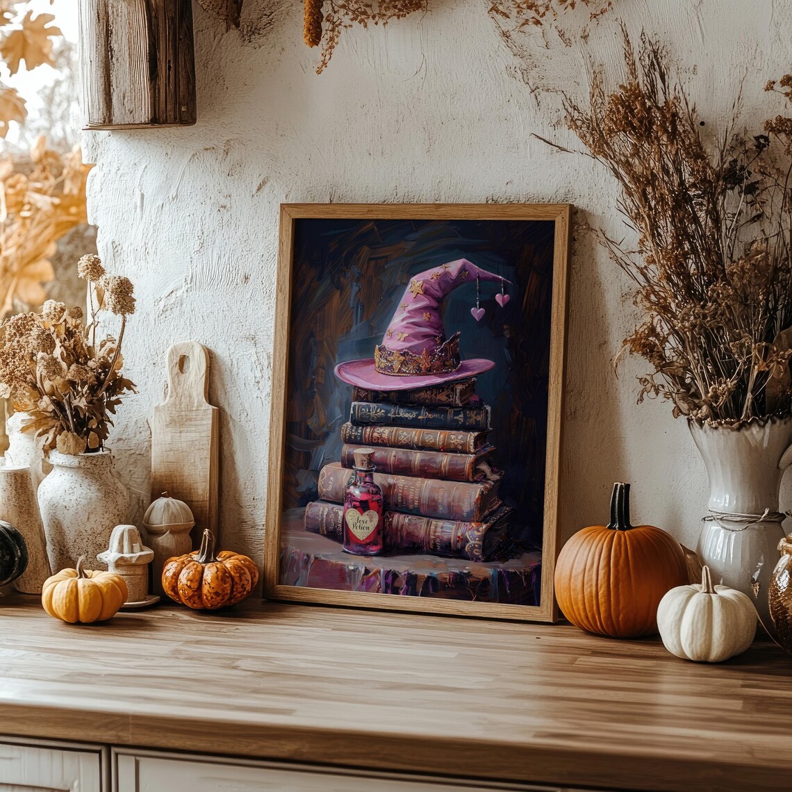 Pink Witch Hat and Books Halloween Poster, Dark Academia - Image 4