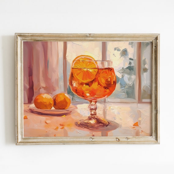 Aperol Spritz Bar Cart Vintage Summer Drink Poster