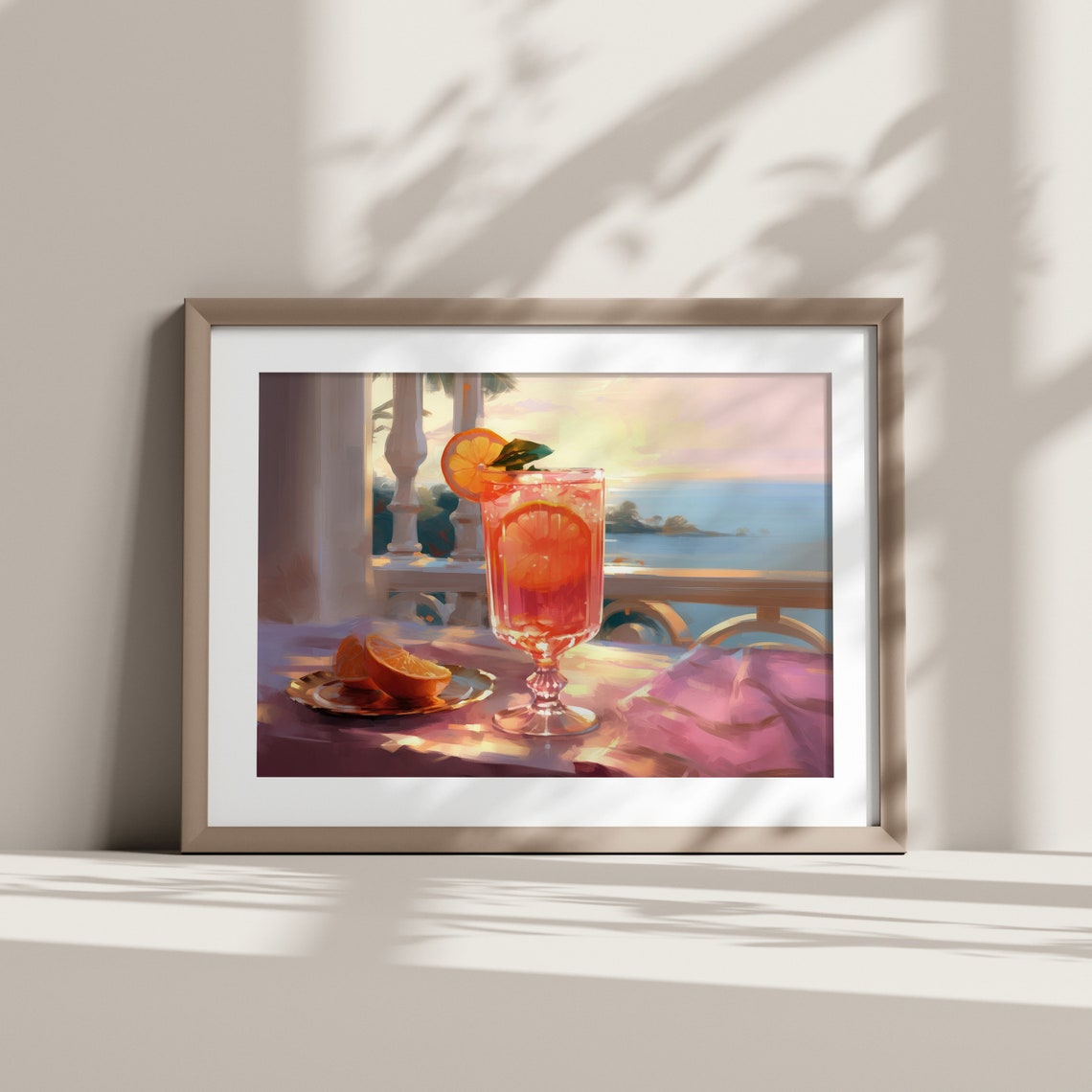 Aperol Spritz Cocktail Sunset Terrace Bar Cart Wall Art Print - Image 3
