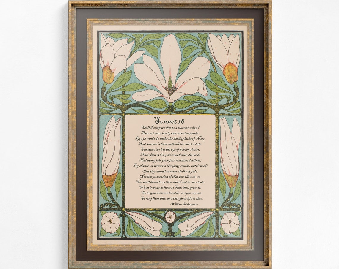 Shakespeare Sonnet 18 Bohemian Anniversary Art Print