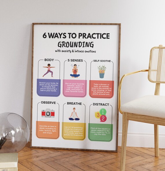 6 Ways To Practice Grounding Anxiety Therapy Techniques Poster