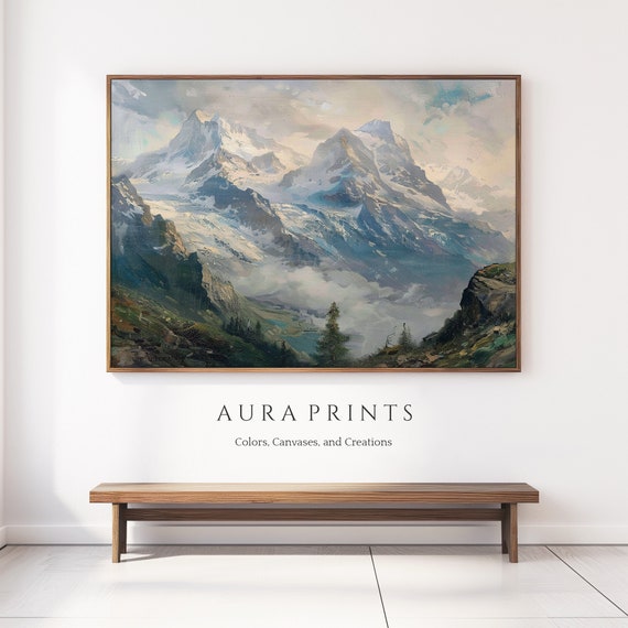 Mountain Spring River Scene Wall Art Painting Landscape 0111