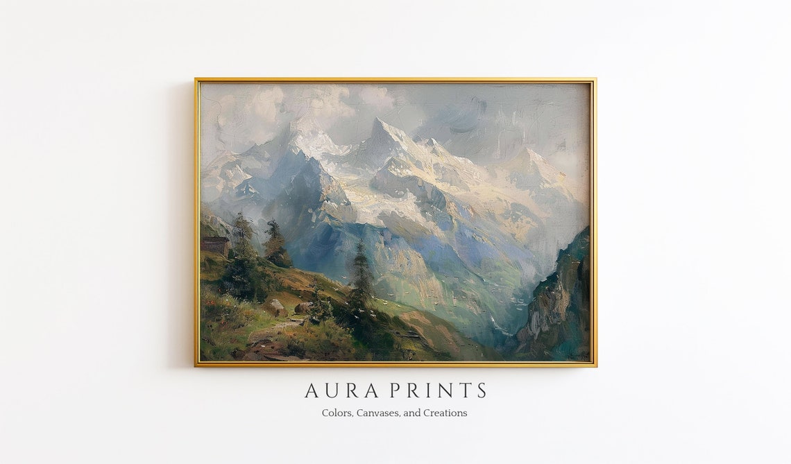 Spring Mountain Scenery River Oil Painting Art 0117