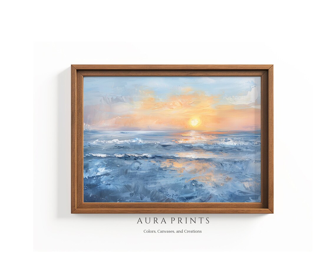 Abstract Coastal Sunrise Painting Summer Wall Art 0492