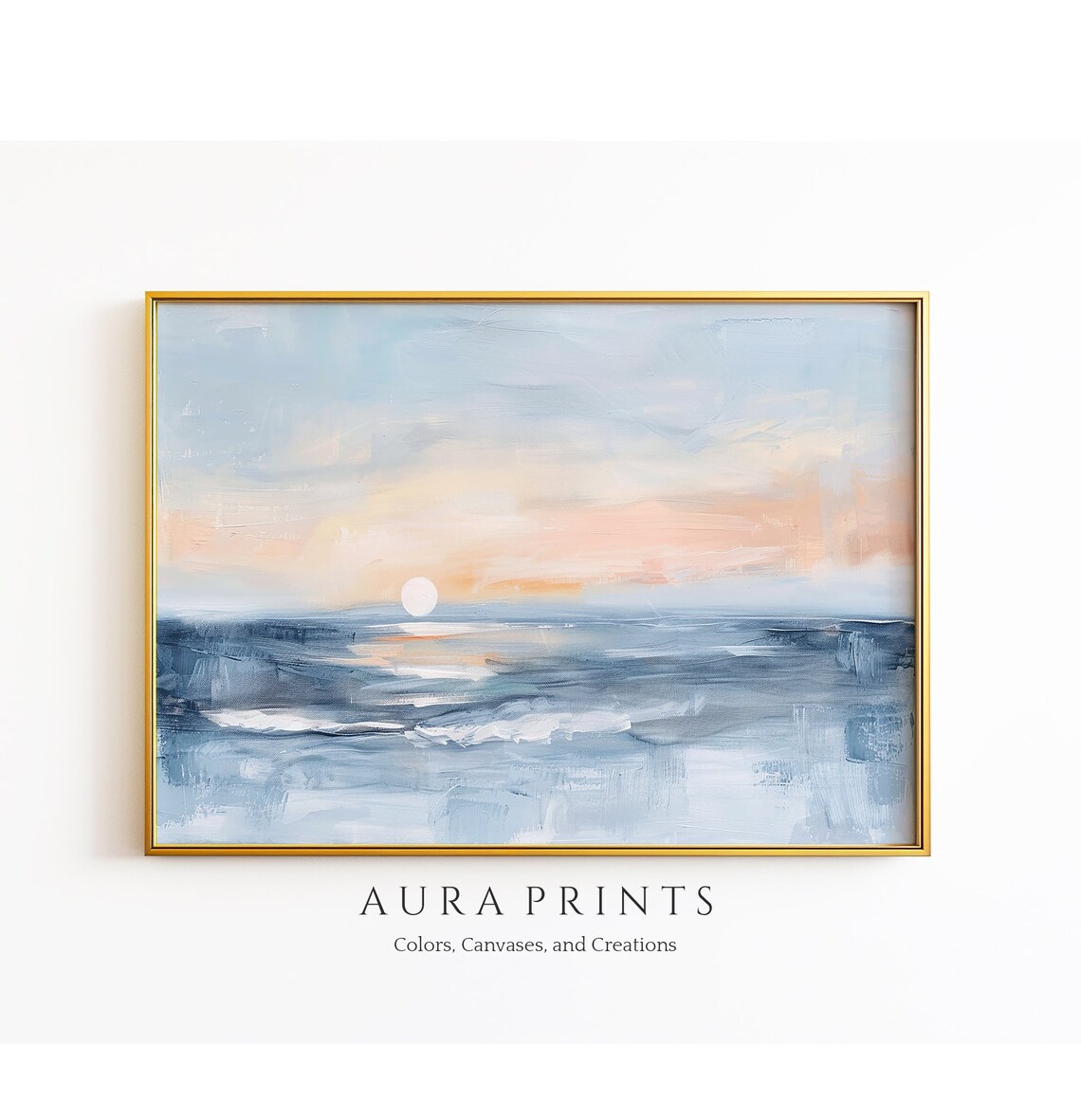 Abstract Pastel Sunrise Ocean Waves Impressionist Painting Poster