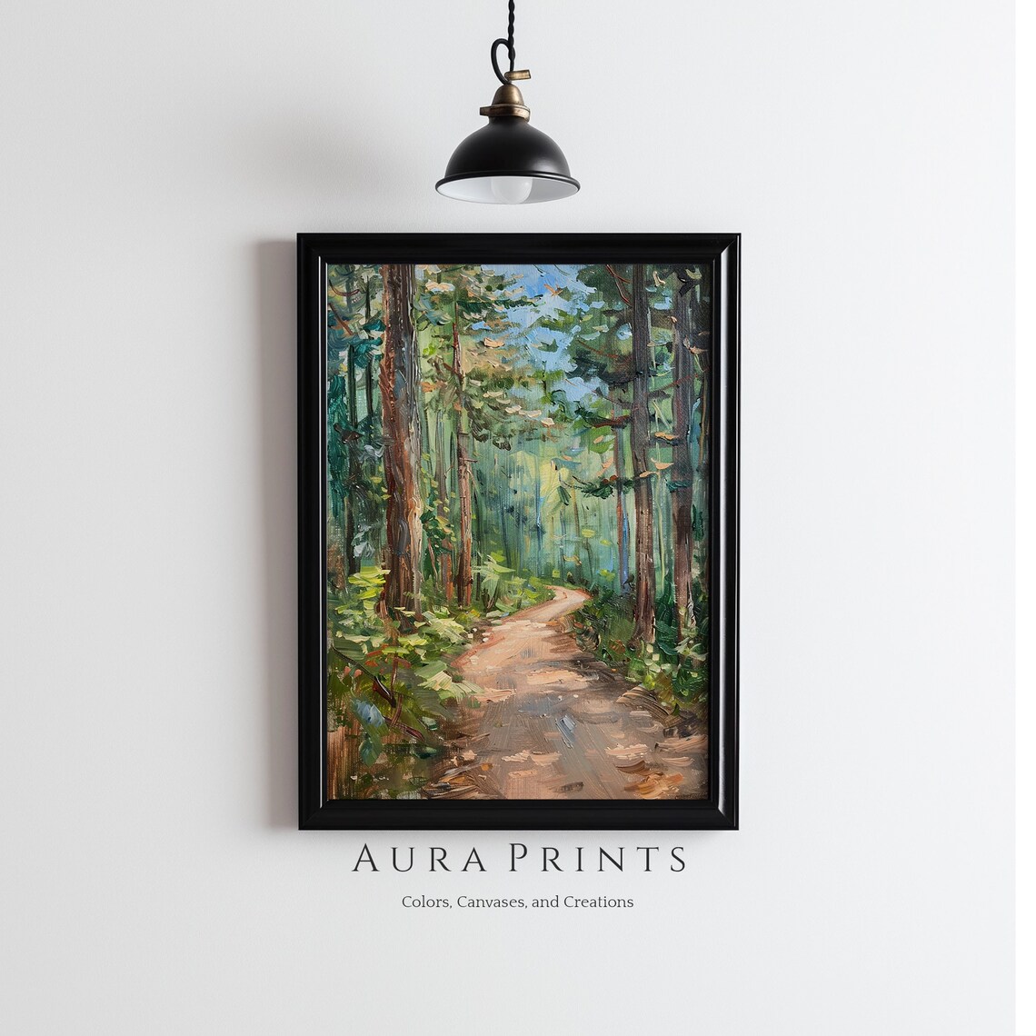 Enchanted Forest Trail Vintage Painting, Rustic Path Art Print