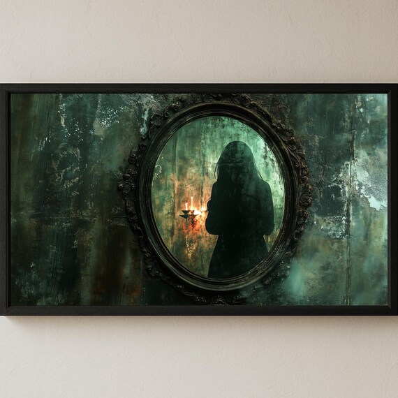 Haunted Mansion Mirror Art For Samsung Frame Tv Ghostly Silhouette