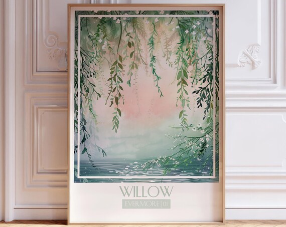 Willow Song Watercolor Art Print, Soft Pastel