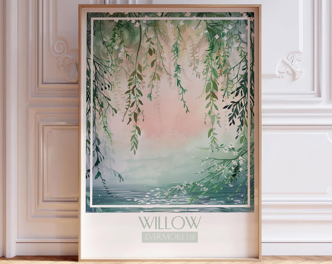 Willow Song Watercolor Art Print, Soft Pastel