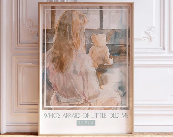 Whos Afraid of Little Old Me Teddy Bear Watercolor Song Poster