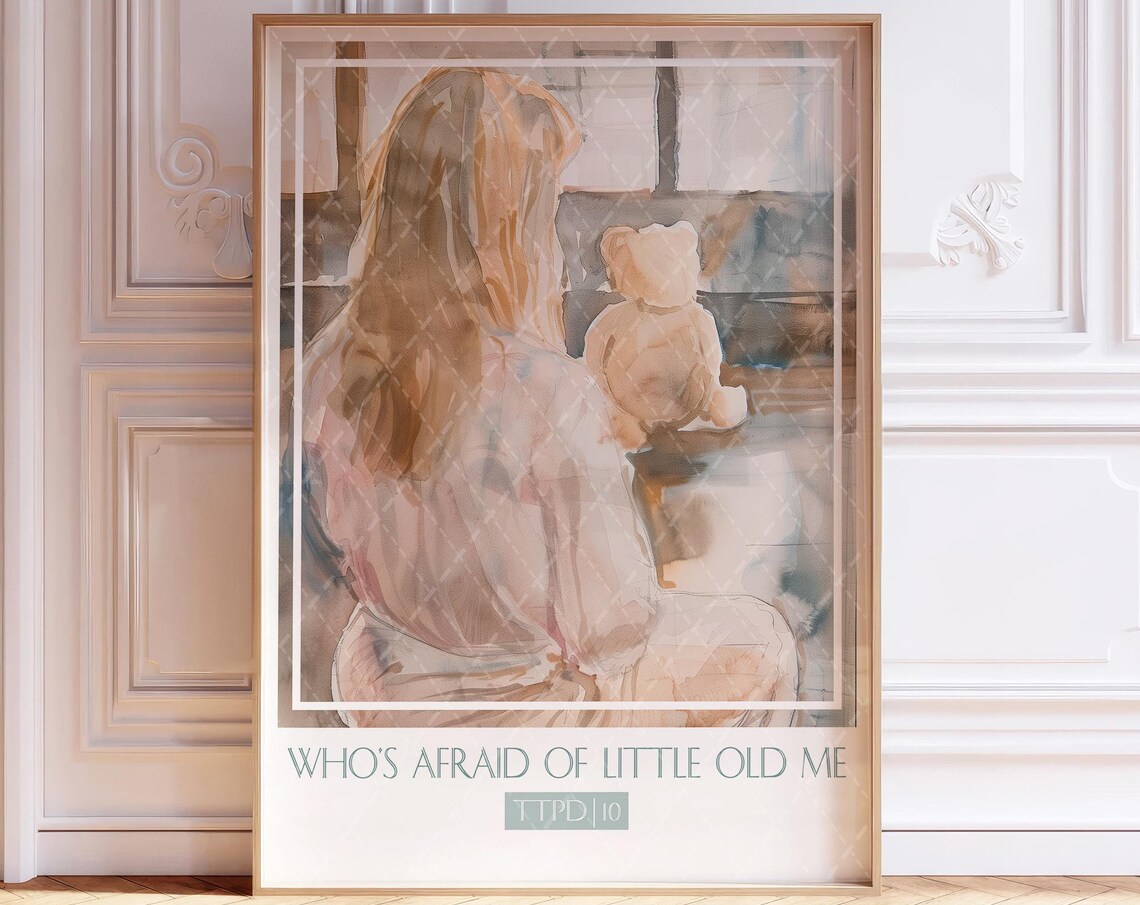 Whos Afraid of Little Old Me Teddy Bear Watercolor Song Poster
