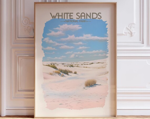 White Sands National Park Soft Pastel Gypsum Dunes Watercolor Poster