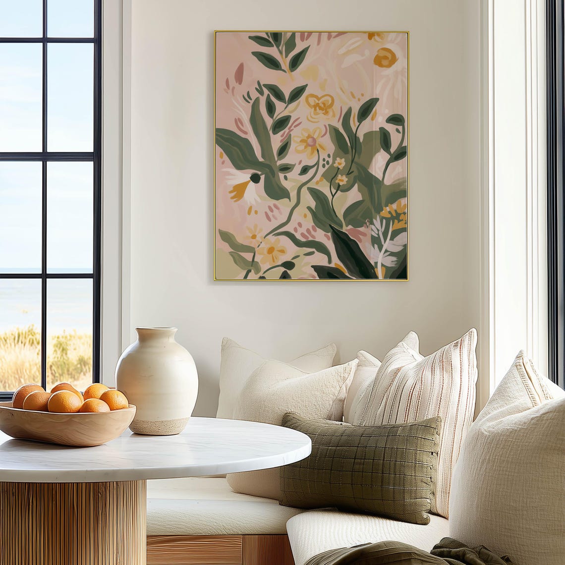 Boho Floral Wall Art Print Botanical Painting Pastel Flower Illustration