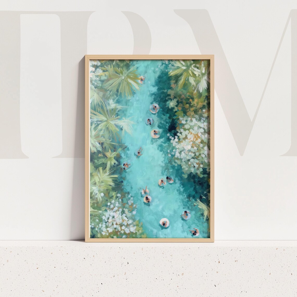 Tropical Lazy River Art Print, Coastal Summer Decor
