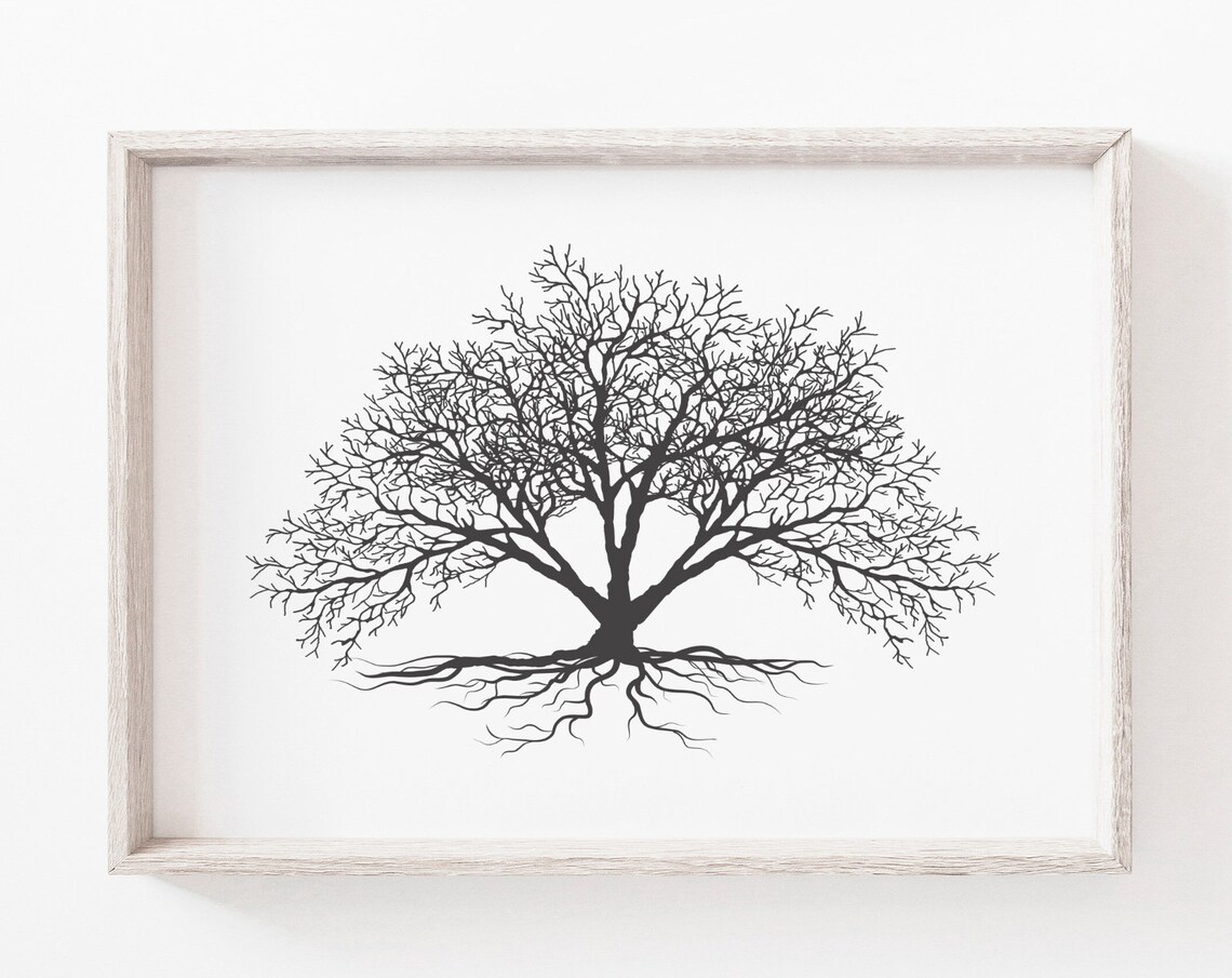 Minimalist Tree Wall Art Print, Black and White