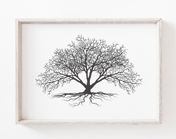 Minimalist Tree Wall Art Print, Black and White