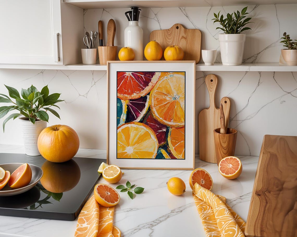 Orange Slices Fruit Painting, Tropical Citrus Art - Image 4