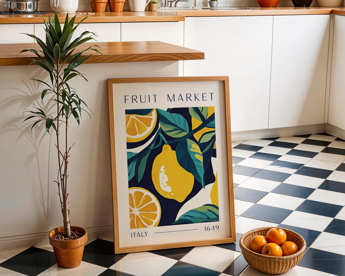 Vintage Italian Lemon Print, Mediterranean Kitchen Poster - Image 2
